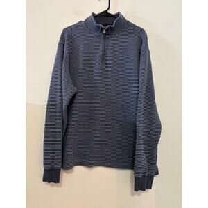 Rodd & Gunn Pullover Knit Sweater Mens XL Blue Striped Long Sleeve 1/4 Zip